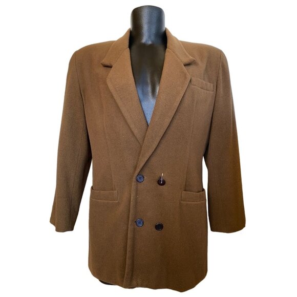 Anne Pinkerton Womens Medium Brown Wool Cashmere Blazer Jacket With Satin Lining - Picture 1 of 9